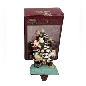 VNTG Santa’s Workbench Elves‎ Tree Stocking Holder Hook Hand Painted Cast Iron
